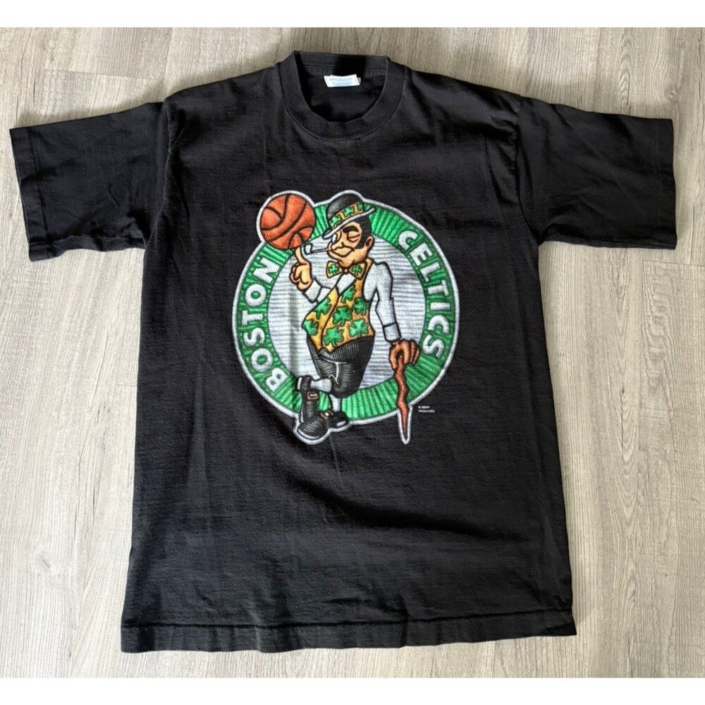 Vintage 1990s Boston Celtics Pro Player Black Shirt 18/20 single stitch made USA